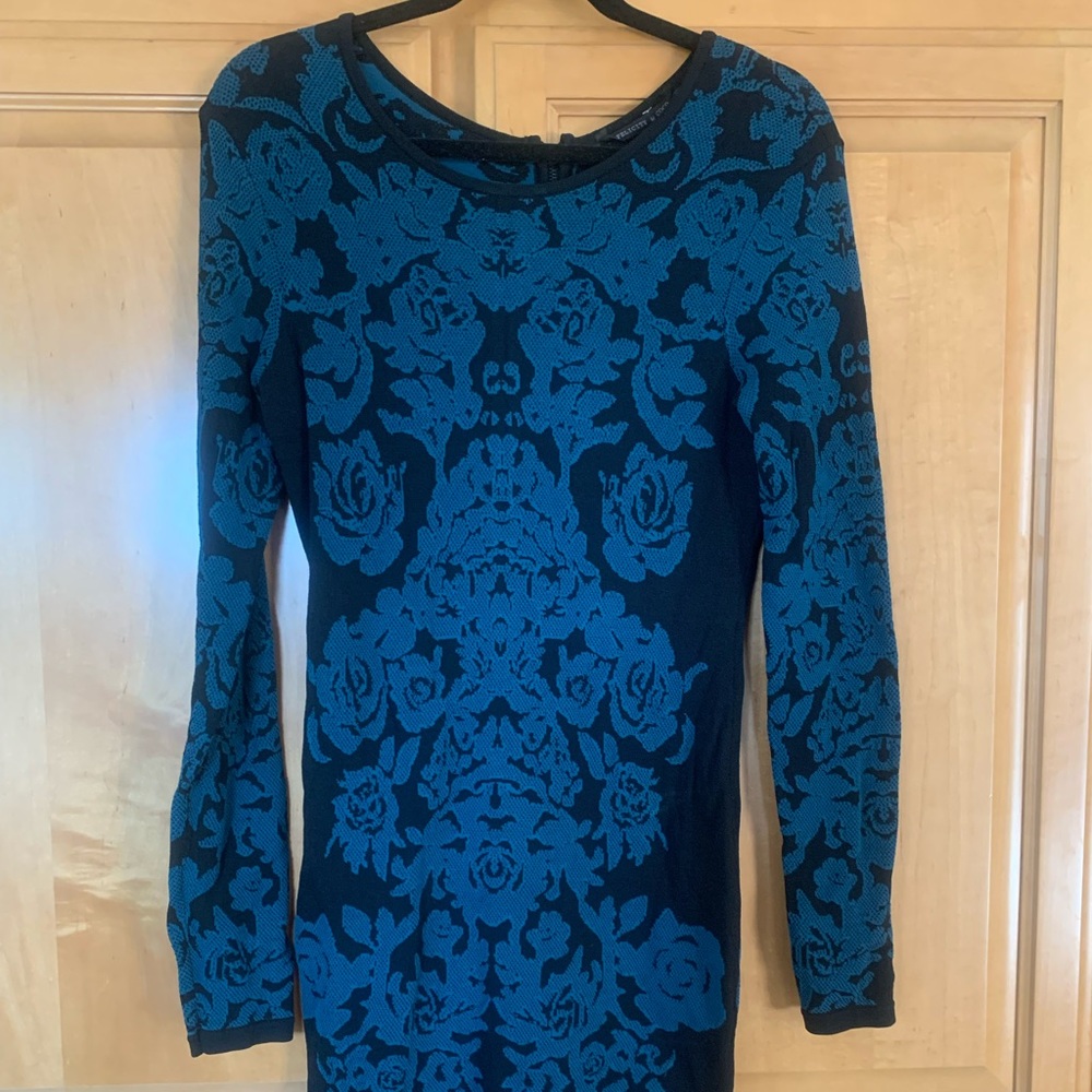 Felicity & Coco Sweater knee length dress - black and blue